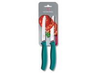 Swiss Classic, Tomaten-& Tafelmesser, 2 Stk, 11cm, Wellenschliff, grün, B