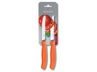Swiss Classic, Tomaten-& Tafelmesser, 2 Stk, 11cm, Wellenschliff, orange, B