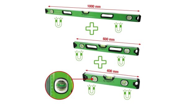 Wasserwaagen-Satz 3-tlg. 400 + 600 + 1000 mm