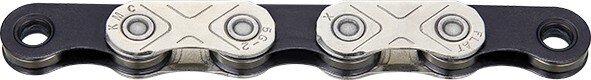 KMC Kette X-Flat, Sram 12-/13-fach, 126 Glieder, Silver/Black, waxed
