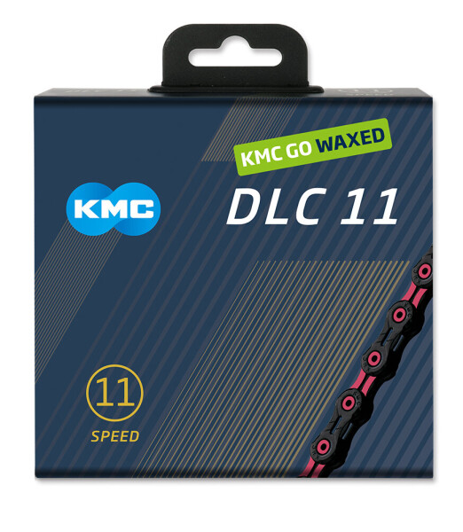 KMC Kette DLC11, 11-fach, 118 Glieder, black/pink, waxed