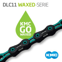 KMC Kette DLC11, 11-fach, 118 Glieder, black/celeste, waxed