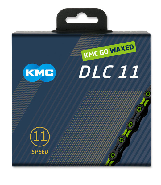 KMC Kette DLC11, 11-fach, 118 Glieder, black/apple-green, waxed