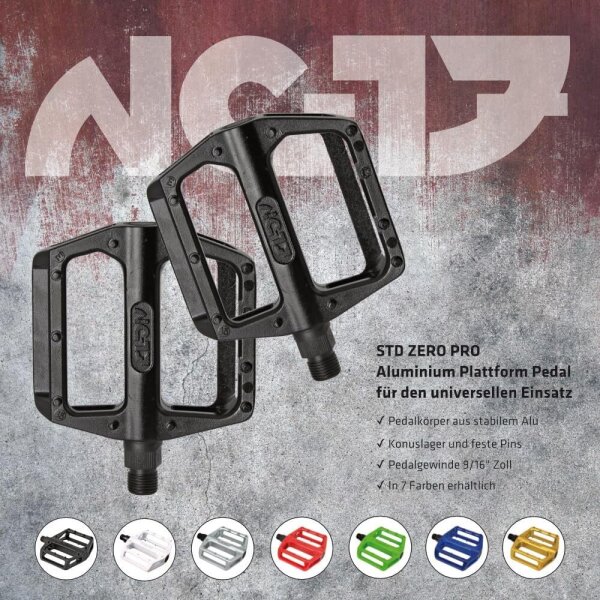 NC-17 Plattformpedal STD Zero Pro, Alu, molded Pins, Kugellager, schwarz
