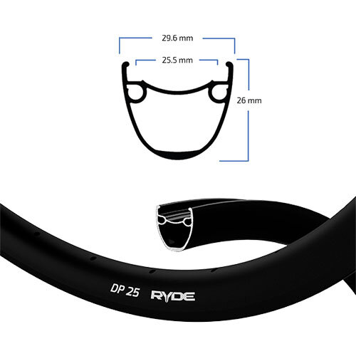 Felge DP 25 25-622 Disc, Ryde, schwarz, 28 Loch, VL=6,5, Ryd