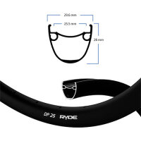 Felge DP 25 25-622 Disc, Ryde, schwarz, 28 Loch, VL=6,5, Ryd
