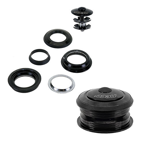 Steuersatz 1 1/8", NECO, semi-integrierter Ahead-Steuersatz, schwarz, Messingschlager, 390320