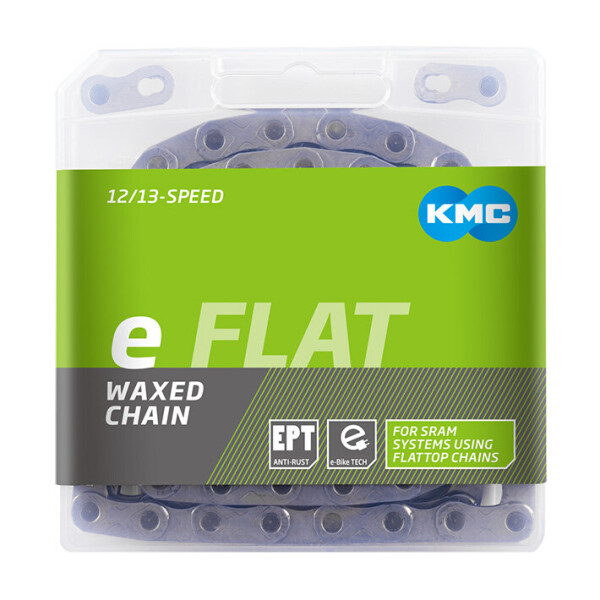 KMC Kette eFlat EPT, Sram 12-/13-fach, 136 Glieder, dark silver, waxed