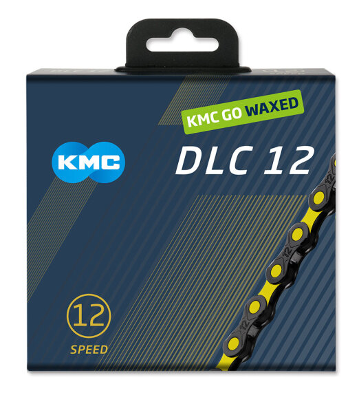 KMC Kette DLC12, 12-fach, 126 Glieder, black/yellow, waxed (NF:200749)
