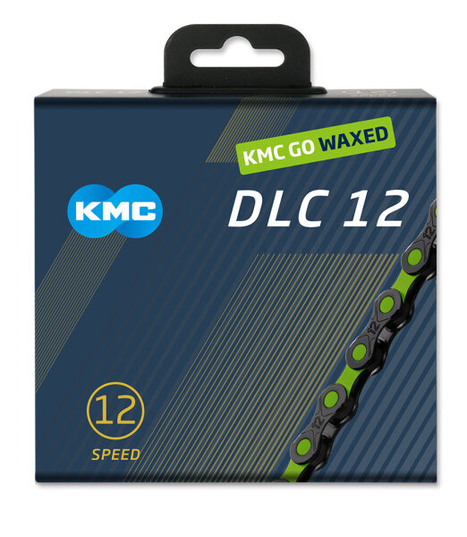 KMC Kette DLC12, 12-fach, 126 Glieder, black/apple-green, waxed (NF:200748)