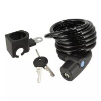 Automatik-Spiral-Kabelschloss, 8 x 1500 mm, schwarz, mit Hal