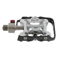 Halb-Clipless-Pedal Wellgo, Alu, silber mit schwarzem Käfig,