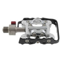 Halb-Clipless-Pedal Wellgo, Alu, silber mit schwarzem Käfig,