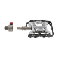 Halb-Clipless-Pedal Wellgo, Alu, silber mit schwarzem Käfig,