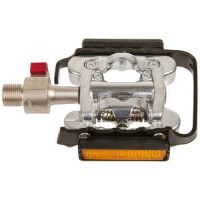 Halb-Clipless-Pedal Wellgo, Alu, silber mit schwarzem Käfig,