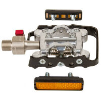 Halb-Clipless-Pedal Wellgo, Alu, silber mit schwarzem Käfig,