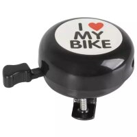 Fahrradklingel, 54 mm, Stahl, schwarz, mit Aufkleber...