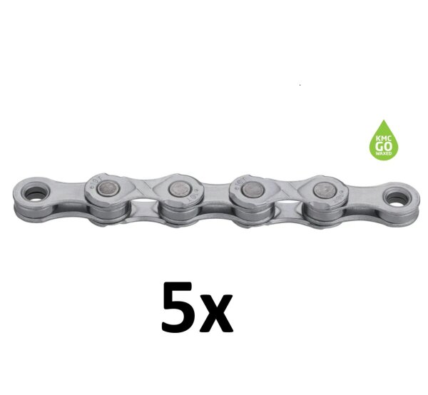 KMC Kette e10 EPT, 10-fach, 136 Glieder, dark silver, waxed, VE 5 Stück Werkstattpackung (VG:200153)