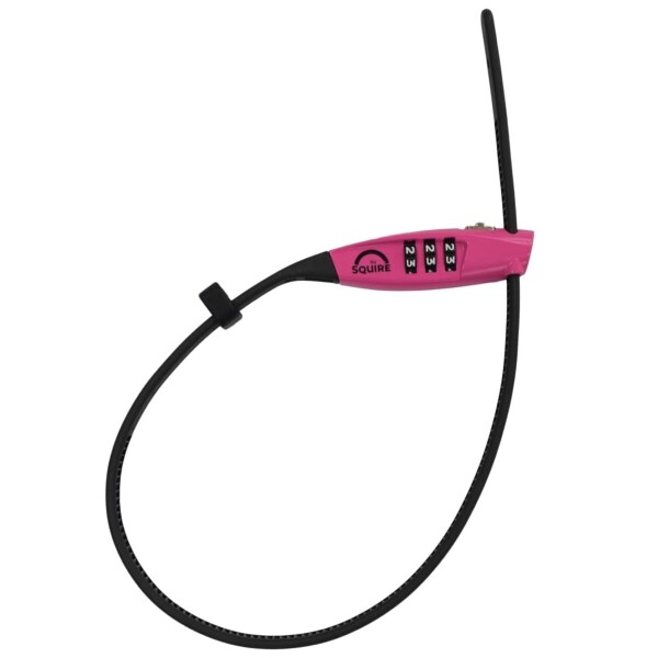 Squire Schloss STRAPLOK COMBI 10 - ultraleichtes Gurtschloss mit Zahlenkombinations-Schließung, 45cm, pink