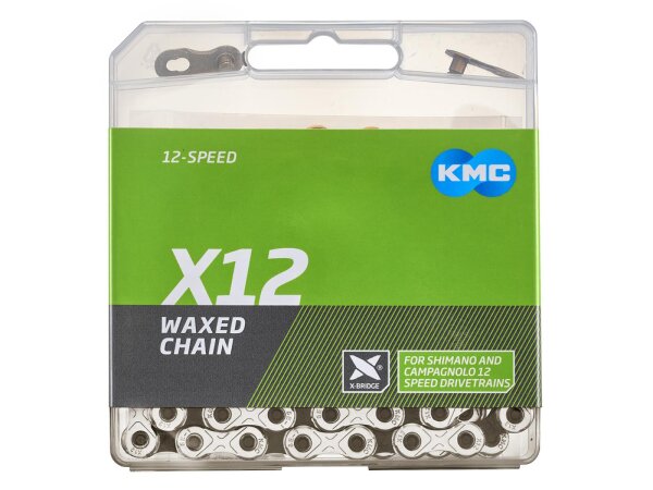 KMC Kette X12, 12-fach, 126 Glieder, silver/black, waxed (VG:200755)