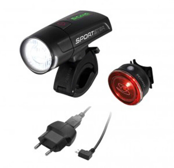 LED-Akku-Beleuchtungsset Sportster/Mono SIGMA schwarz inkl.Ladegerät und Kabel
