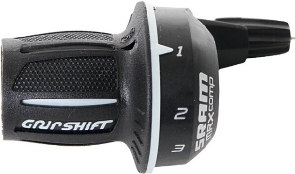 SRAM Drehgriffschalter "Grip Shift MRX Comp" Shorty, SRS Technologie, schwarz / weiß, 50 mm, ohne Festgriff, Shimano kom